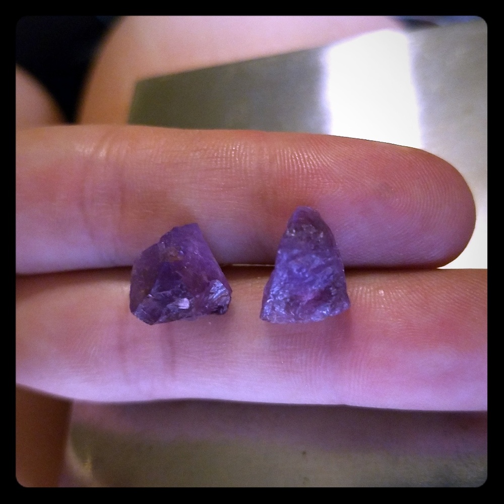 Raw Amythest studs